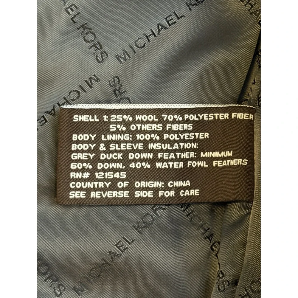 Michael Kors Full Zip Herringbone Wool Gray Black Down Puffer Vest Men XXL‎